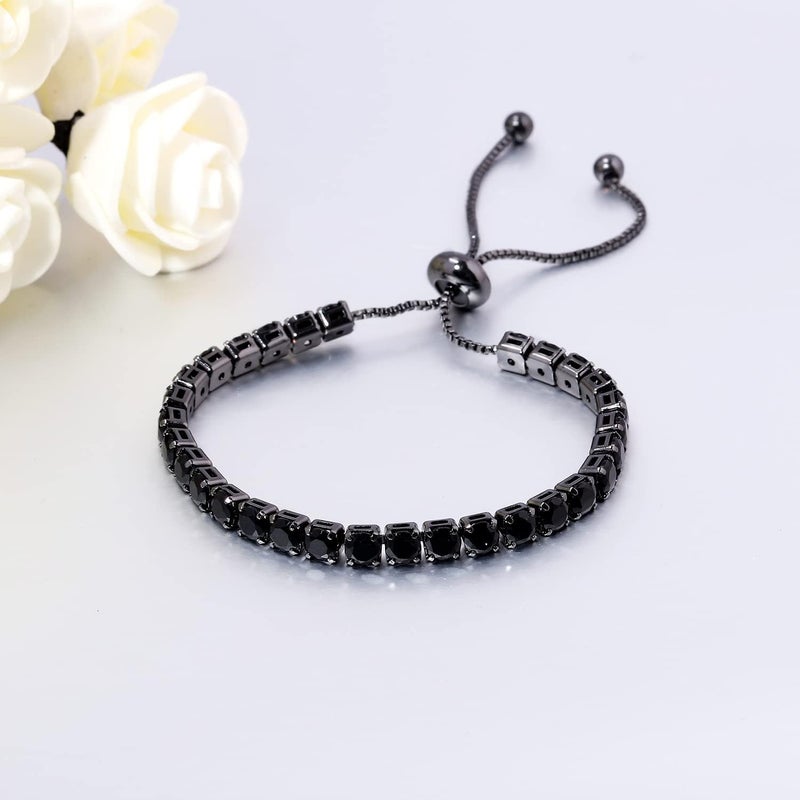 CiNily Adjustable Tennis Bracelets for Women Teen Girls Rainbow Cubic Zirconia Bracelet 14K White Gold Plated Hypoallergenic Slider Bracelet Jewelry Gift - Image 5